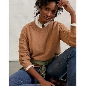 Anthropologie Pilcro Angie Seamed Cashmere Sweater Tan Medium